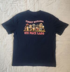 TOMMY BAHAMA T-shirt Size Large  Six Pack Labs Navy Blue